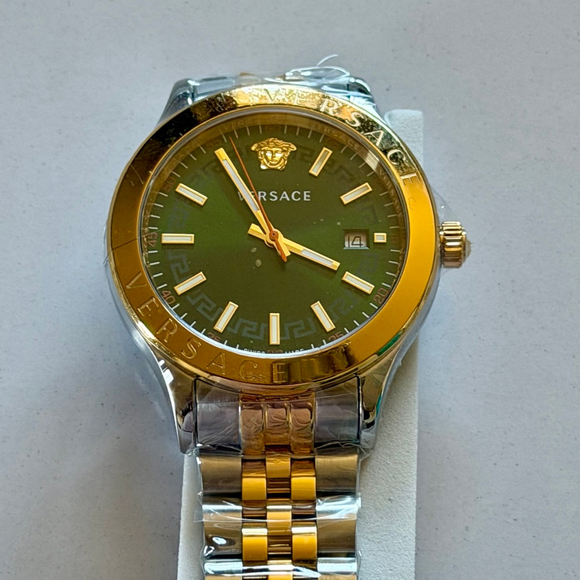 Versace Hellenyium Two Tone Green Dial Watch - Picture 6 of 14